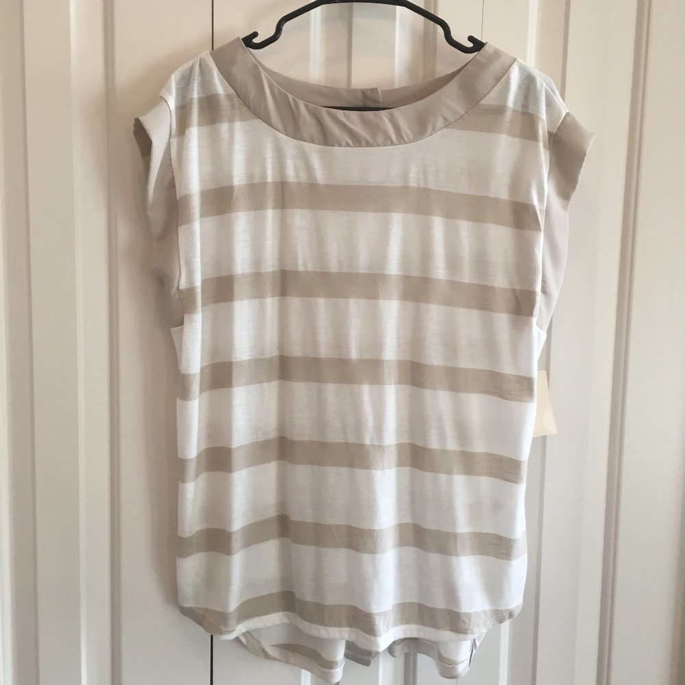 NWT Coldwater Creek Large Button back Stripe Top
